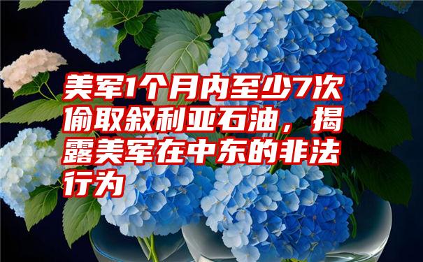 美军1个月内至少7次偷取叙利亚石油，揭露美军在中东的非法行为