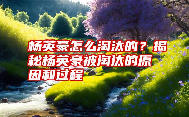 杨英豪怎么淘汰的？揭秘杨英豪被淘汰的原因和过程