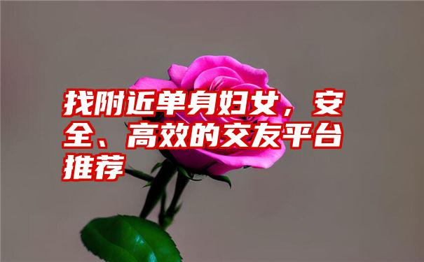 找附近单身妇女，安全、高效的交友平台推荐