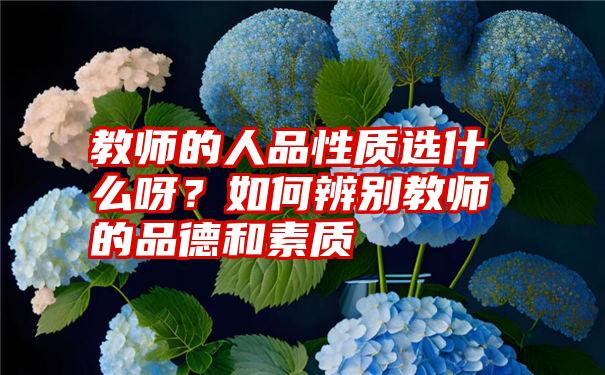 教师的人品性质选什么呀？如何辨别教师的品德和素质