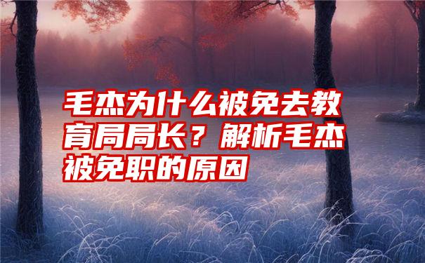 毛杰为什么被免去教育局局长？解析毛杰被免职的原因