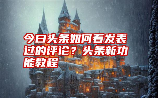 今曰头条如何看发表过的评论？头条新功能教程