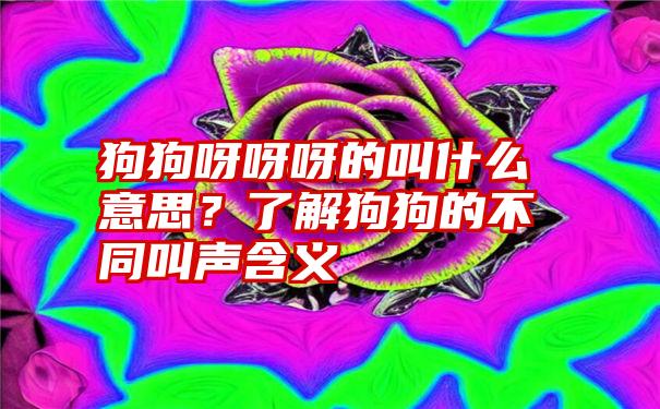 狗狗呀呀呀的叫什么意思？了解狗狗的不同叫声含义