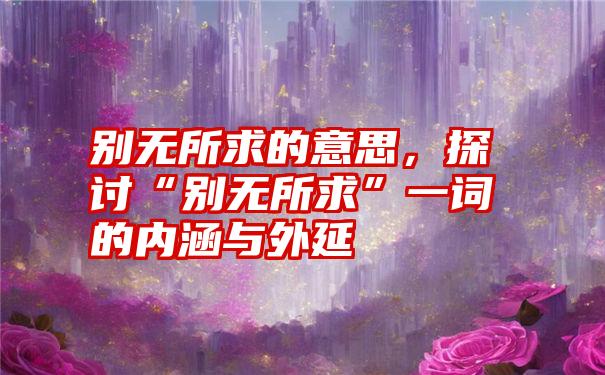 别无所求的意思，探讨“别无所求”一词的内涵与外延