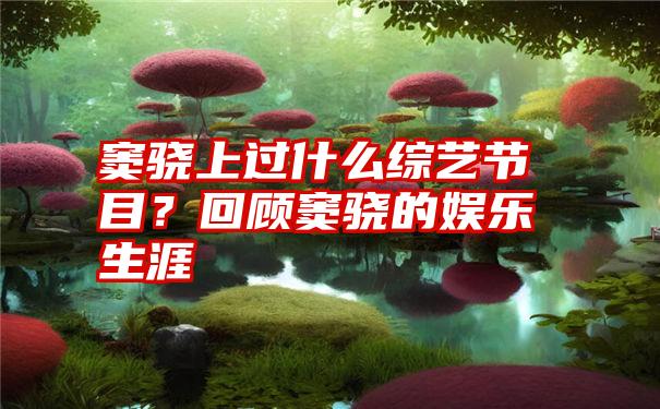 窦骁上过什么综艺节目？回顾窦骁的娱乐生涯