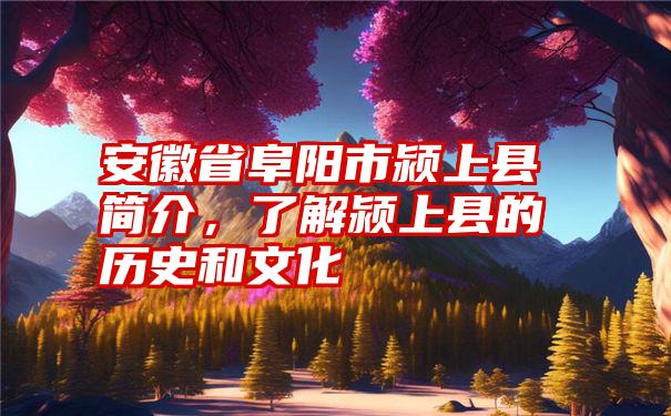 安徽省阜阳市颍上县简介，了解颍上县的历史和文化