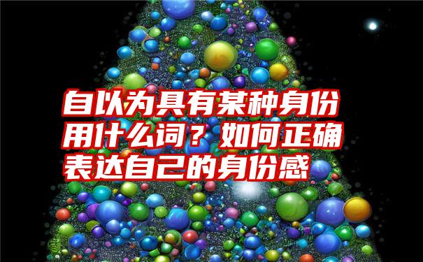 自以为具有某种身份用什么词？如何正确表达自己的身份感