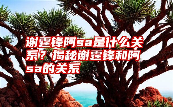 谢霆锋阿sa是什么关系？揭秘谢霆锋和阿sa的关系