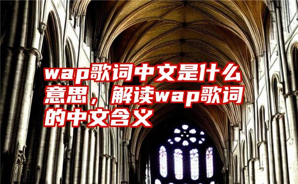 wap歌词中文是什么意思，解读wap歌词的中文含义