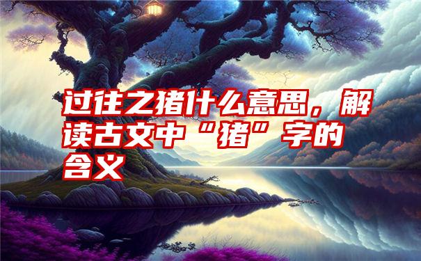 过往之猪什么意思，解读古文中“猪”字的含义