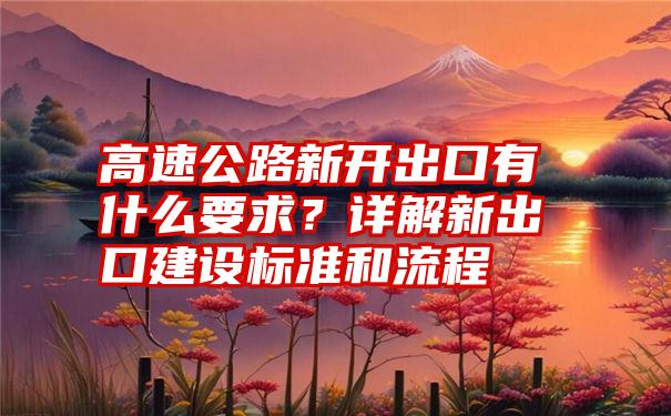 高速公路新开出口有什么要求？详解新出口建设标准和流程