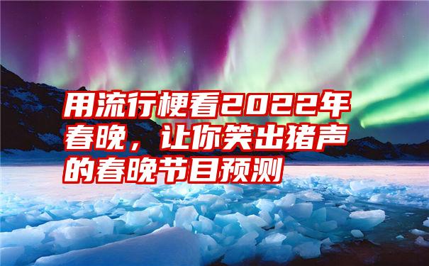 用流行梗看2022年春晚，让你笑出猪声的春晚节目预测