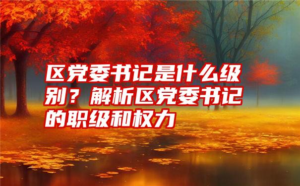 区党委书记是什么级别？解析区党委书记的职级和权力