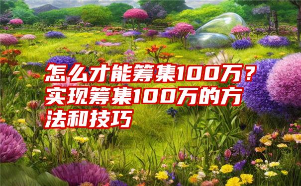 怎么才能筹集100万？实现筹集100万的方法和技巧