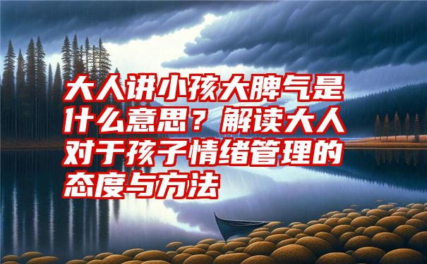 大人讲小孩大脾气是什么意思？解读大人对于孩子情绪管理的态度与方法