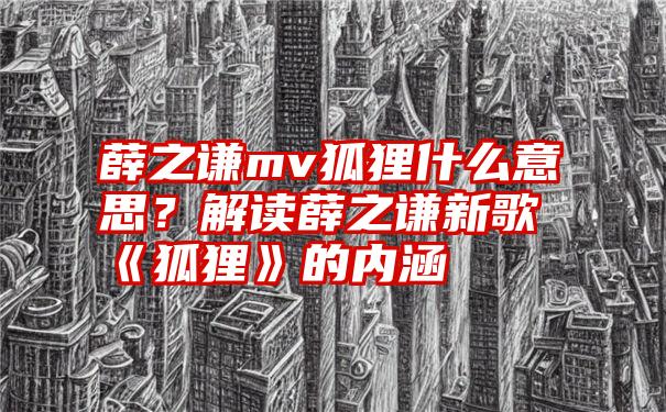 薛之谦mv狐狸什么意思？解读薛之谦新歌《狐狸》的内涵