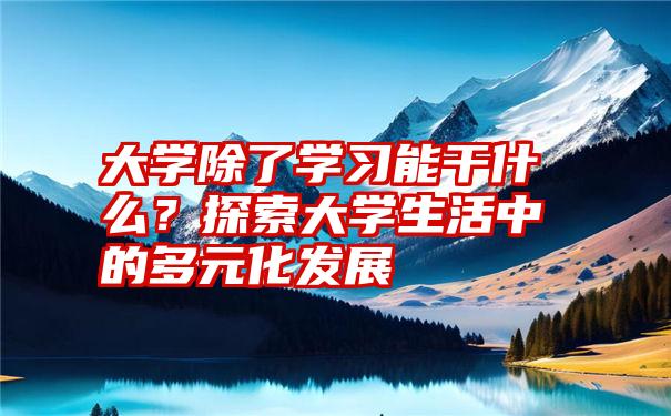 大学除了学习能干什么？探索大学生活中的多元化发展