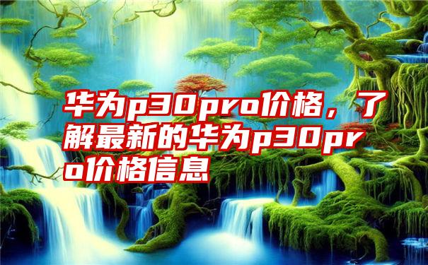 华为p30pro价格，了解最新的华为p30pro价格信息