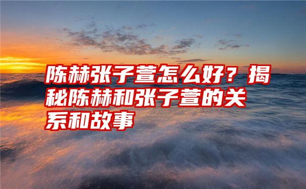 陈赫张子萱怎么好？揭秘陈赫和张子萱的关系和故事