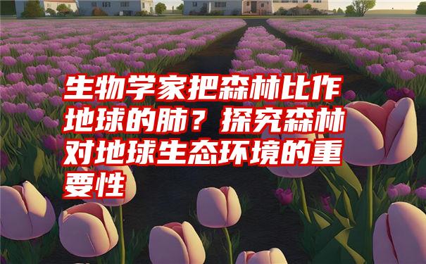 生物学家把森林比作地球的肺？探究森林对地球生态环境的重要性