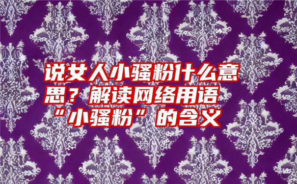 说女人小骚粉什么意思？解读网络用语“小骚粉”的含义