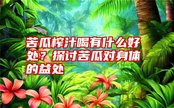 苦瓜榨汁喝有什么好处？探讨苦瓜对身体的益处