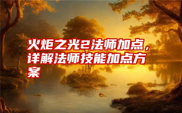 火炬之光2法师加点，详解法师技能加点方案