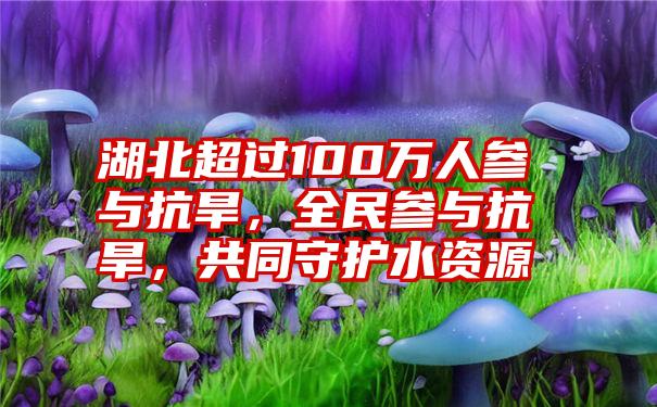 湖北超过100万人参与抗旱，全民参与抗旱，共同守护水资源