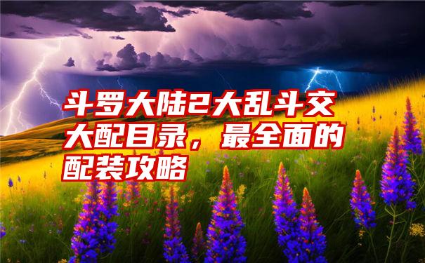 斗罗大陆2大乱斗交大配目录，最全面的配装攻略