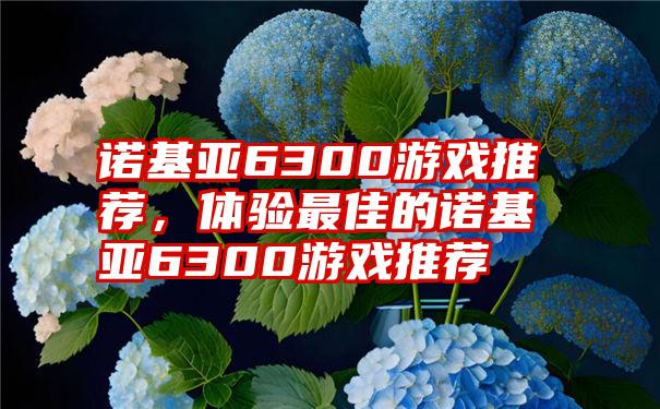 诺基亚6300游戏推荐，体验最佳的诺基亚6300游戏推荐