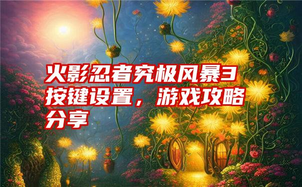 火影忍者究极风暴3按键设置，游戏攻略分享