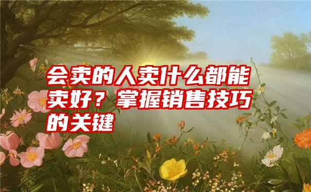 会卖的人卖什么都能卖好？掌握销售技巧的关键