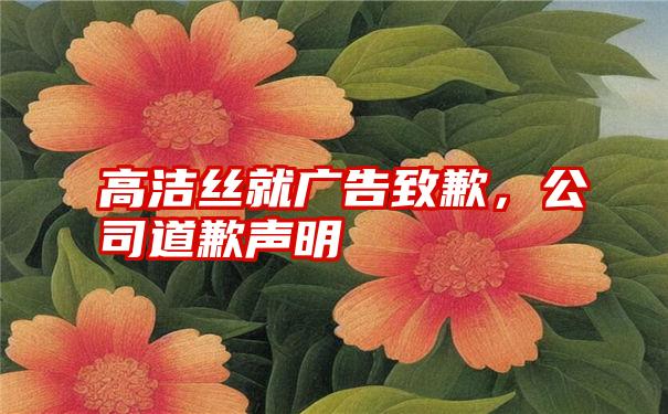 高洁丝就广告致歉，公司道歉声明