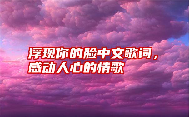 浮现你的脸中文歌词，感动人心的情歌