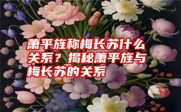 萧平旌称梅长苏什么关系？揭秘萧平旌与梅长苏的关系