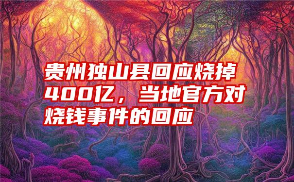 贵州独山县回应烧掉400亿，当地官方对烧钱事件的回应