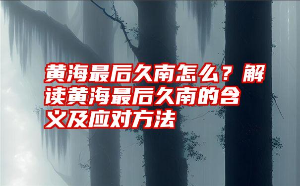 黄海最后久南怎么？解读黄海最后久南的含义及应对方法