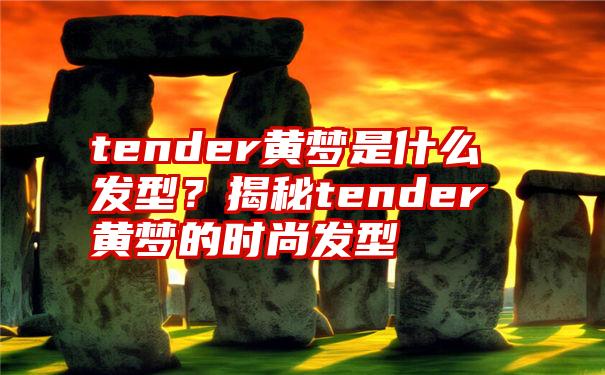 tender黄梦是什么发型？揭秘tender黄梦的时尚发型