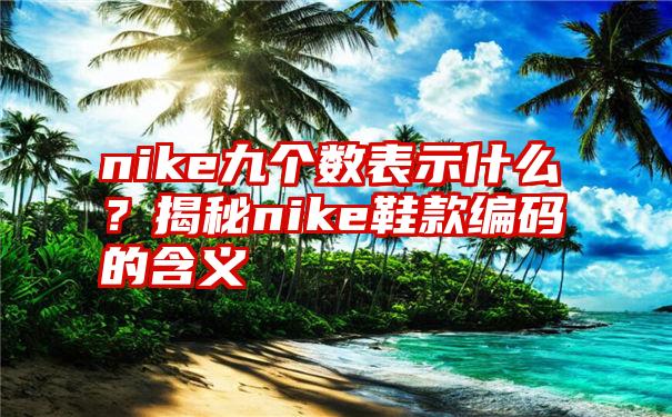 nike九个数表示什么？揭秘nike鞋款编码的含义