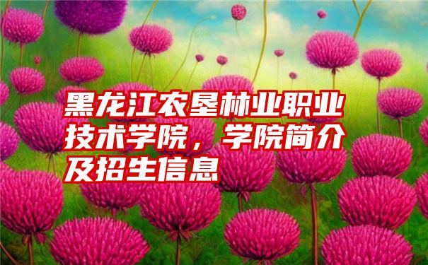 黑龙江农垦林业职业技术学院，学院简介及招生信息