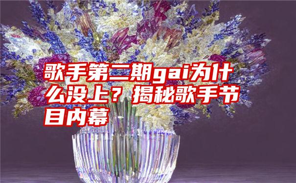 歌手第二期gai为什么没上？揭秘歌手节目内幕