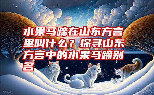 水果马蹄在山东方言里叫什么？探寻山东方言中的水果马蹄别名