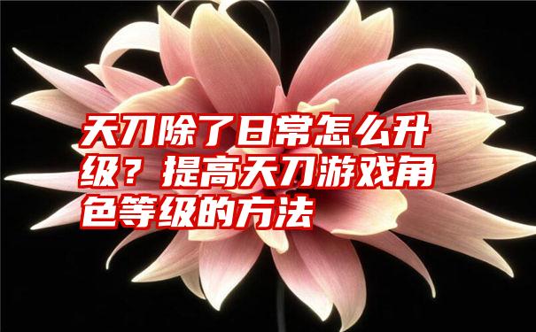 天刀除了日常怎么升级？提高天刀游戏角色等级的方法