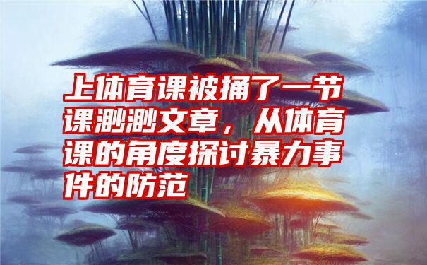 上体育课被捅了一节课渺渺文章，从体育课的角度探讨暴力事件的防范