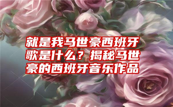 就是我马世豪西班牙歌是什么？揭秘马世豪的西班牙音乐作品