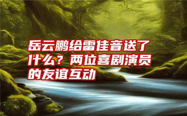 岳云鹏给雷佳音送了什么？两位喜剧演员的友谊互动