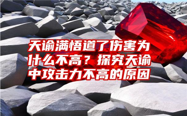 天谕满悟道了伤害为什么不高？探究天谕中攻击力不高的原因