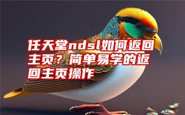 任天堂ndsl如何返回主页？简单易学的返回主页操作