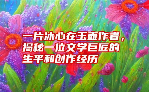 一片冰心在玉壶作者，揭秘一位文学巨匠的生平和创作经历