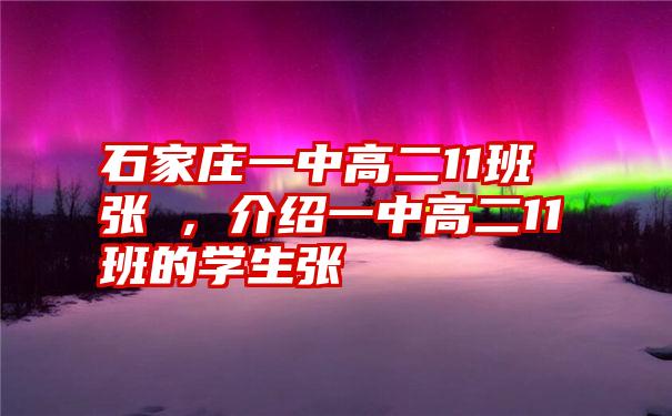 石家庄一中高二11班张玥，介绍一中高二11班的学生张玥